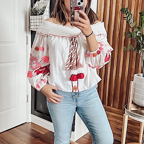 MISA Selena‎ Top in White Multi. Size XS - Picture 1 of 13